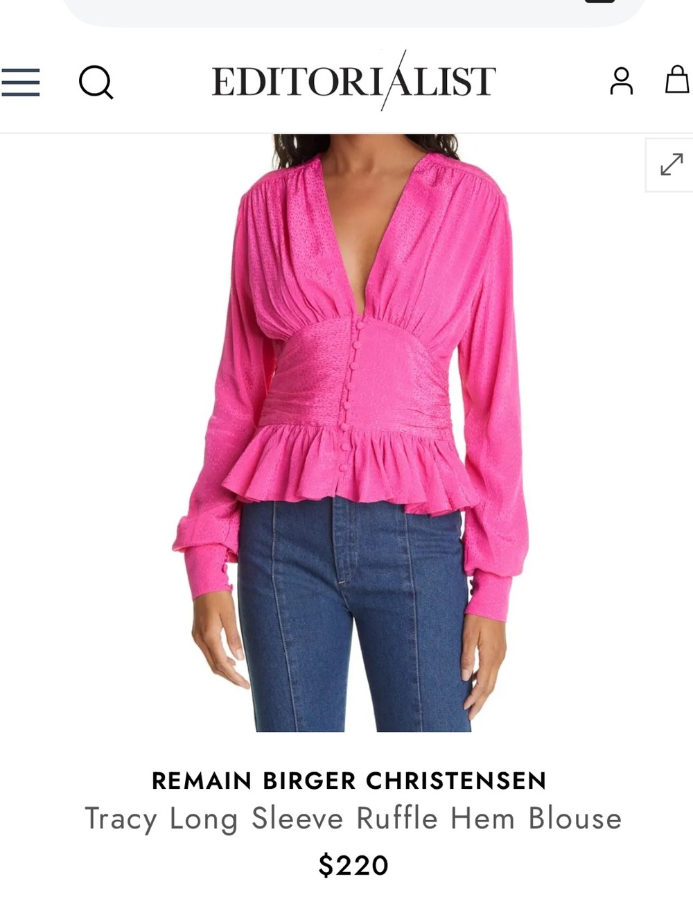 BIRGER CHRISTENSEN $220 • 18” PTP • Tracy Pleated Printed Jacquard Blouse NEW - Picture 5 of 11